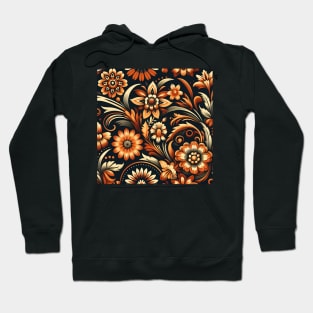 Orange Floral Motif Hoodie